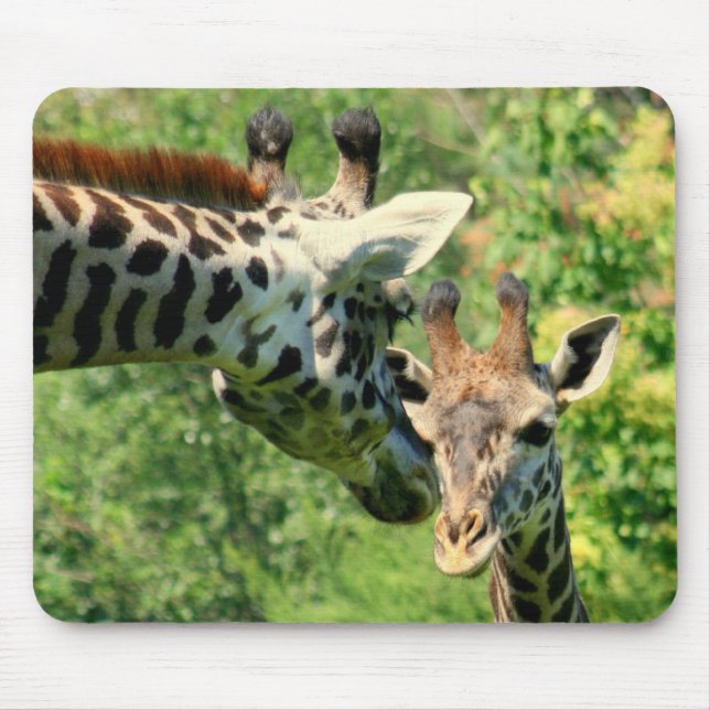 Tapis De Souris mousepad de girafe de maman et de bébé (Devant)