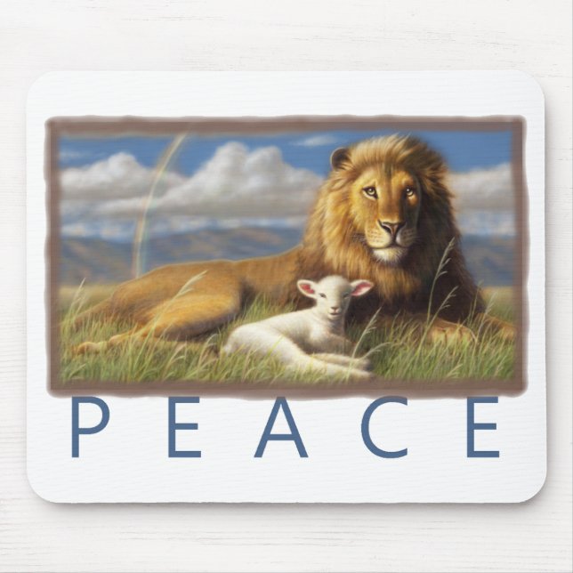 Tapis De Souris Mousepad de lion et d'agneau de paix (Devant)