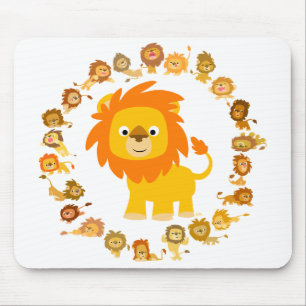 Tapis De Souris Mousepad de mandala de lion de bande dessinée