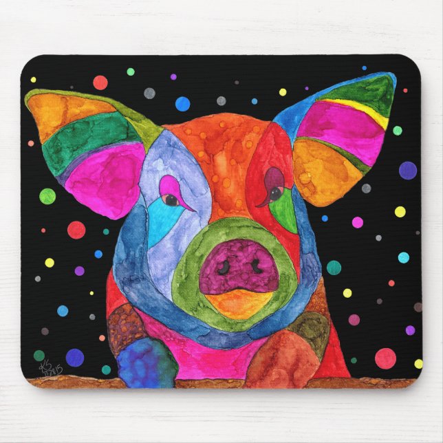 Tapis De Souris Mousepad de porc mignon et coloré (Devant)