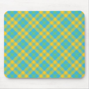 Tapis De Souris Mousepad élégant : bleu, jaune, vert plaid