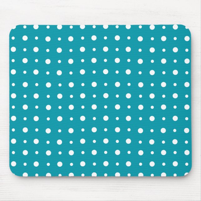 Tapis De Souris Mousepad élégant, Pois blancs, Turquoise (Devant)