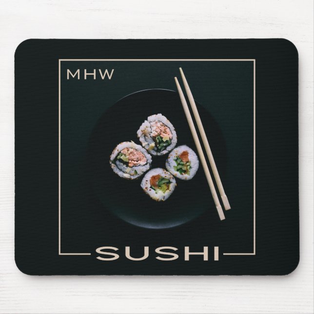 Tapis De Souris Mousepad fait sur commande de monogramme de sushi (Devant)