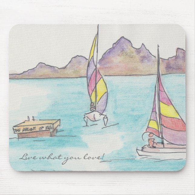 Tapis De Souris Mousepad "Fiji Watercolor Sketch" (Devant)