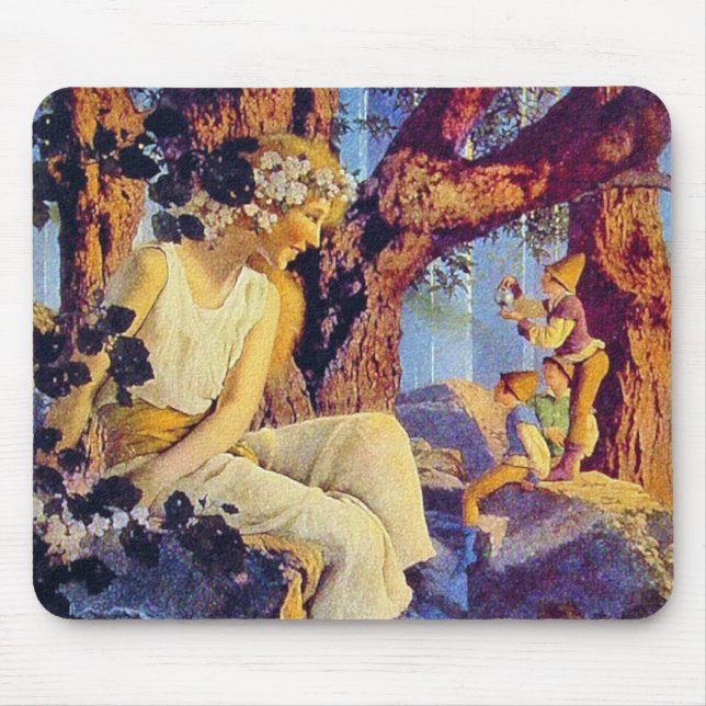 Tapis De Souris Mousepad : Fille avec elfes - par Maxfield Parrish (Devant)