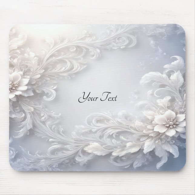 Tapis De Souris Mousepad Floral Blanc (Devant)