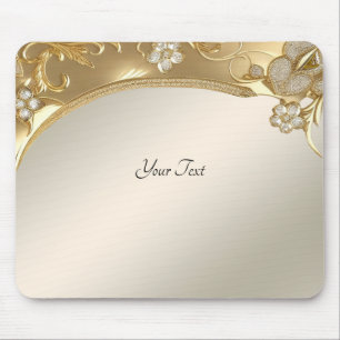 Tapis De Souris Mousepad Floral Orné Or