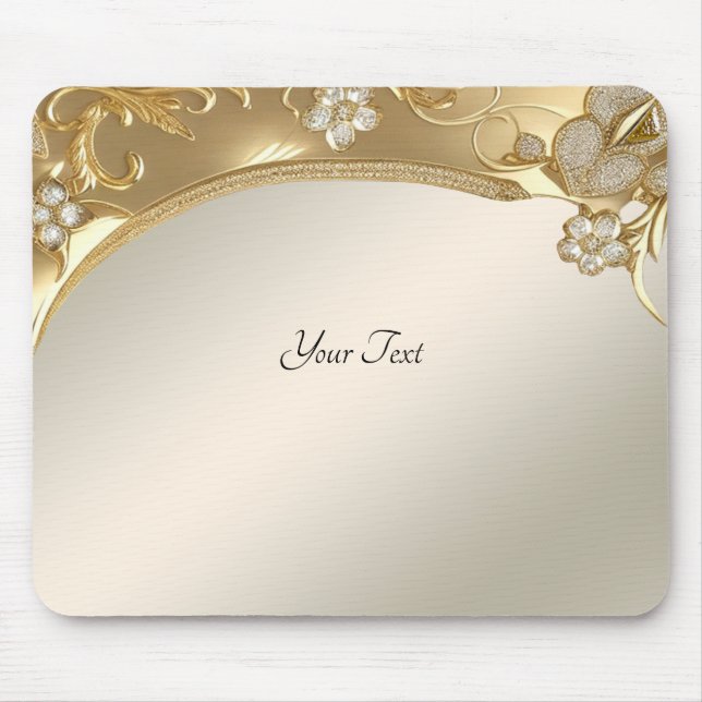 Tapis De Souris Mousepad Floral Orné Or (Devant)