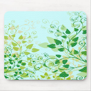 Tapis De Souris Mousepad floral vert de ressort