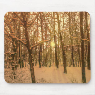Tapis De Souris Mousepad Forêt D'Hiver Neige Et Lumière