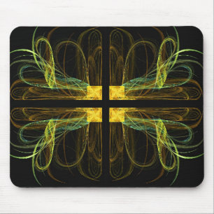 Tapis De Souris Mousepad Fractal Or & Vert