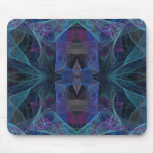 Tapis De Souris Mousepad Fractée Vert, Bleu Et Noir