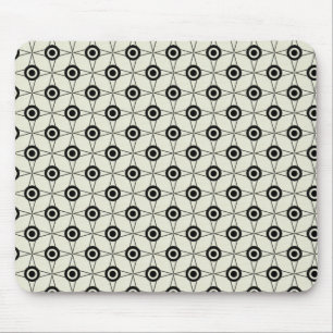 Tapis De Souris Mousepad géométrique de Funk rétro, noir et ivoire