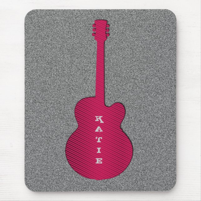 Tapis De Souris Mousepad Guitare À Rayures, Rose Chaud (Devant)
