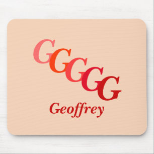 Tapis De Souris Mousepad - Initiale décalée et nom en rouge