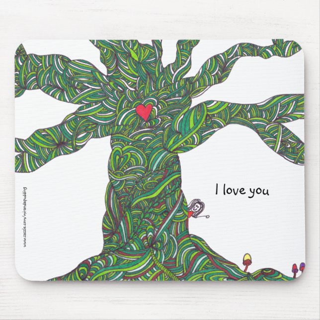 Tapis De Souris Mousepad - je t'aime - arbre avec le caractère (Devant)