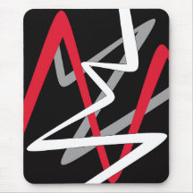 Mousepad moderne, noir, rouge, gris, blanc, abstra