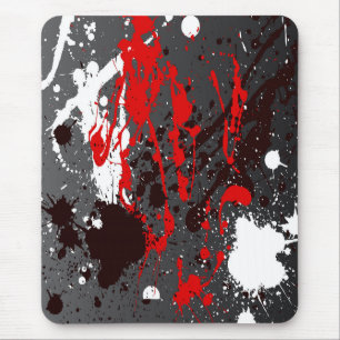 Tapis De Souris Mousepad moderne, résumé, noir, rouge, gris, bla