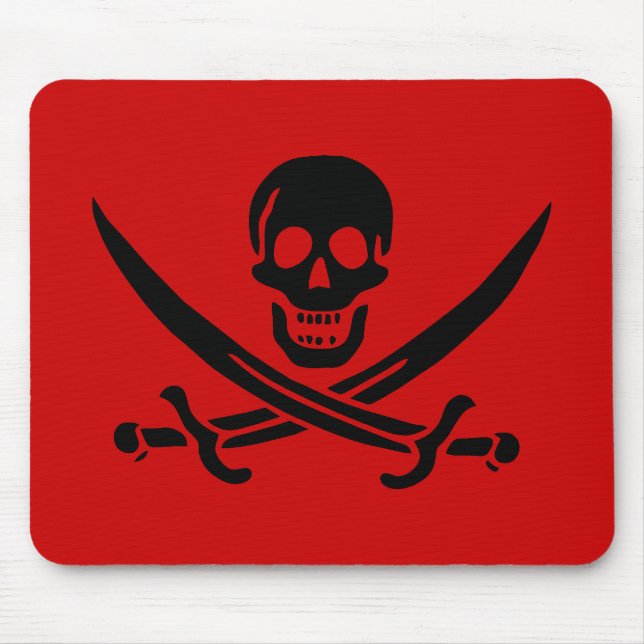 Tapis De Souris Mousepad noir de crâne de Jack Rackham (Devant)