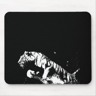 Tapis De Souris Mousepad noir et blanc Tiger Pop Art