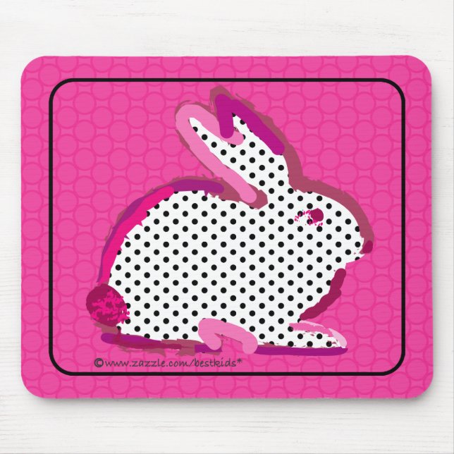 Tapis De Souris mousepad numérique de peinture "de lapin rose" (Devant)