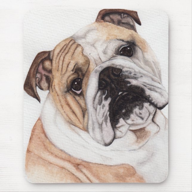 Tapis De Souris Mousepad, peinture à l'aquarelle anglaise de Bulld (Devant)