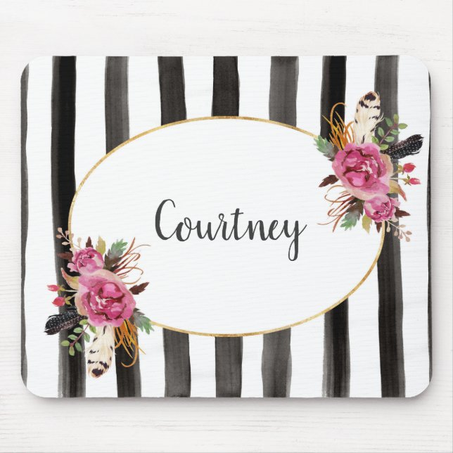 Tapis De Souris Mousepad personnalisé floral d'aquarelle (Devant)