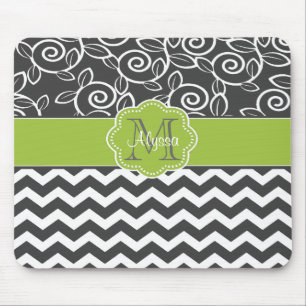 Tapis De Souris Mousepad personnalisé par Chevron gris et vert