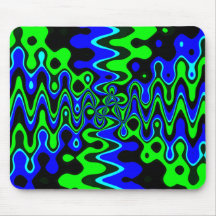 Mousepad psychédélique bleu et vert