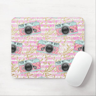 Tapis De Souris Mousepad rayé rose et blanc