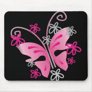 Tapis De Souris mousepad rose de papillon