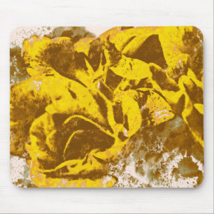 Tapis De Souris Mousepad Rose jaune aquarelle