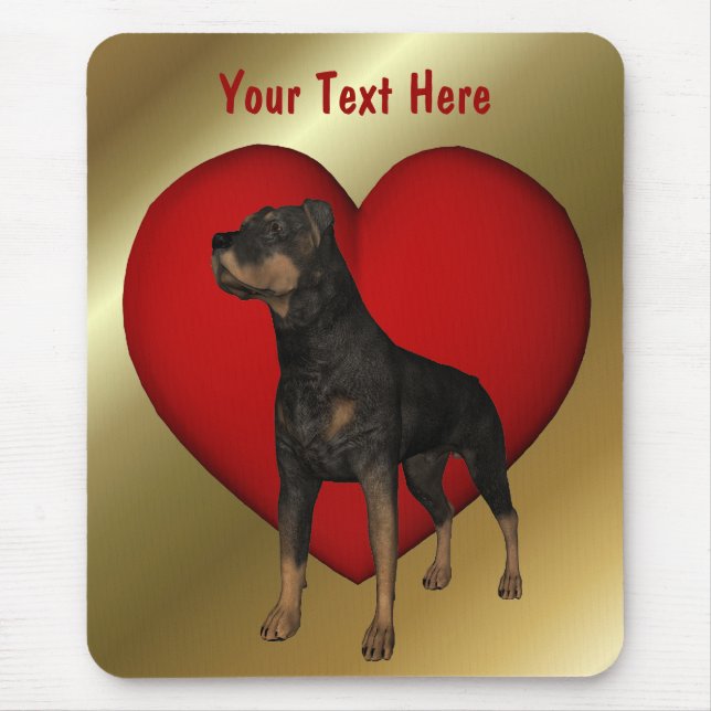 Tapis De Souris Mousepad Rotweiler Chien du Coeur Rouge (Devant)