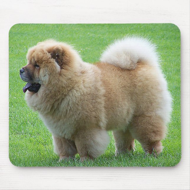 Tapis De Souris Mousepad vert d'herbe de Chien Chien Chow Chow (Devant)