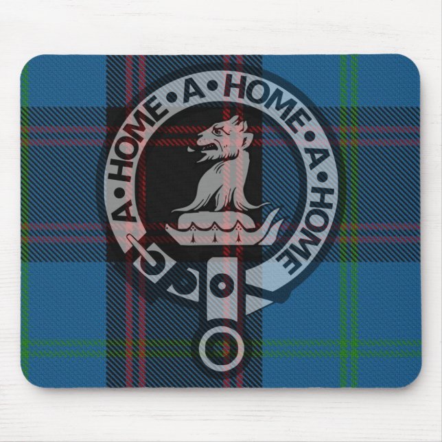 Tapis De Souris Mousepad with Clan Home Crest and Ancient Tartan (Devant)