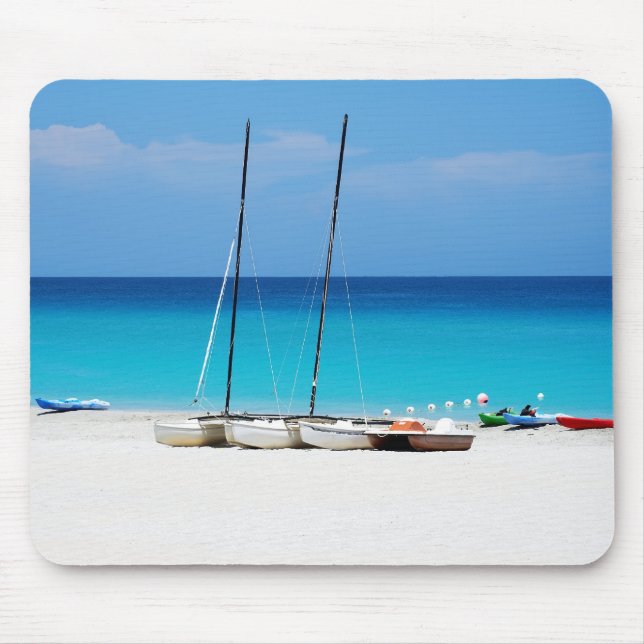 Tapis De Souris Mousepads avec une image des bateaux sur une plage (Devant)