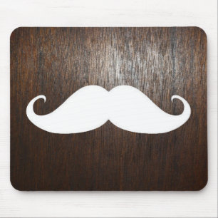 Tapis De Souris Moustache blanche drôle sur l'arrière - plan en