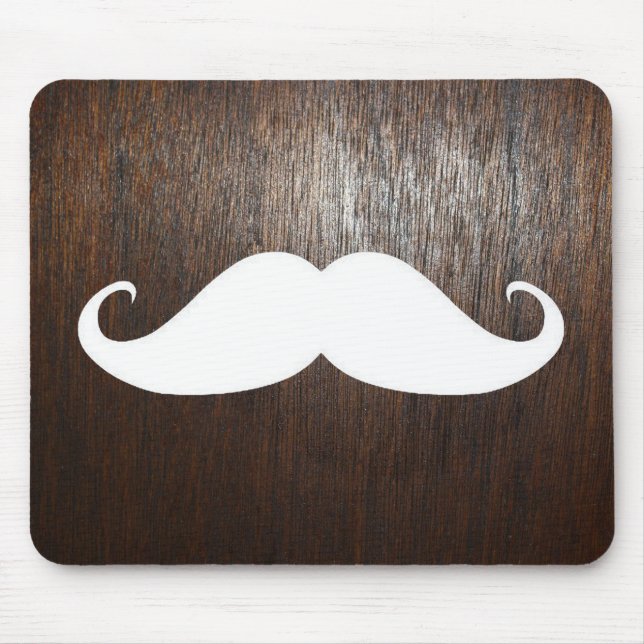 Tapis De Souris Moustache blanche drôle sur l'arrière - plan en (Devant)