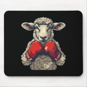 Tapis De Souris Mouton boxeur avec gants de boxe Kickboxing Drôle 