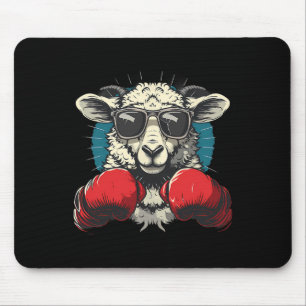 Tapis De Souris Mouton boxeur avec gants de boxe Kickboxing Drôle