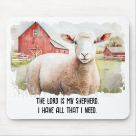 Tapis De Souris Mouton d'aquarelle avec citation religieuse