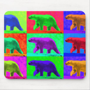Tapis De Souris Multi-Panneau grunge d'ours blanc de Popart d'art
