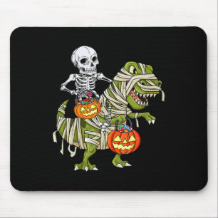 Tapis De Souris Mummy à cheval sur un squelette de dinosaure T-Rex