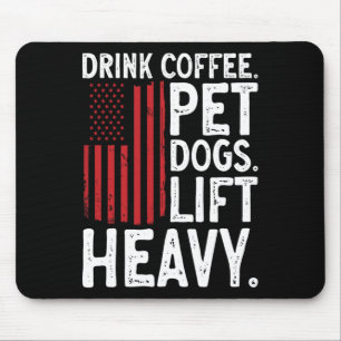 Tapis De Souris Musculation Haltérophilie Boire Café Chien De Comp