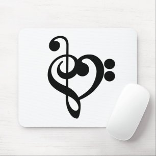 Tapis De Souris Musicien Coeur de musique - Treble Bass Clef