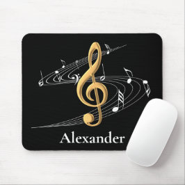 Tapis De Souris Musique Clef Elegant Gold Noir Personnalisé