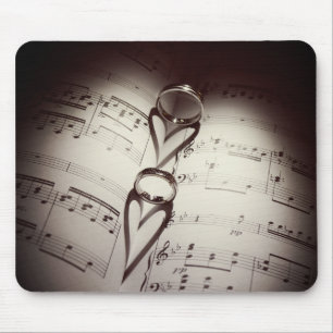 Tapis De Souris Musique de coeurs d'anneau de mariage