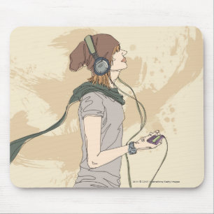 Tapis De Souris Musique de écoute de jeune femme