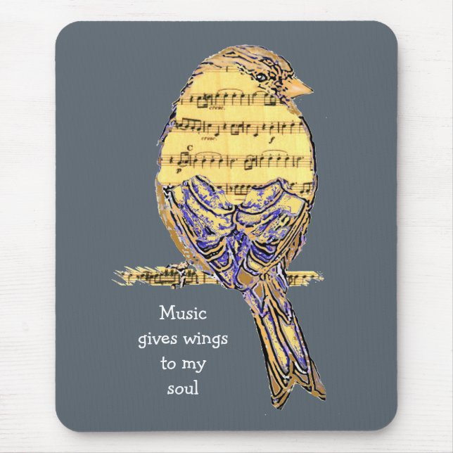 Tapis De Souris Musique donne mes ailes musicales Note Bird (Devant)