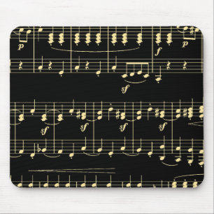 Tapis De Souris Musique d'or en noir